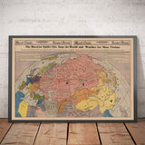 Mapa del cartel de la Propaganda Anti URSS de la Guerra Mundial Mapa de Europa y Asia: la araña soviética se sienta encima del mundo