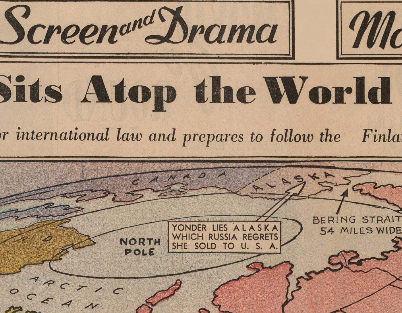 Weltkrieg 2 Anti UdSR Propaganda Poster Karte von Europa & Asien - der sowjetische Spinne sitzt auf der Welt