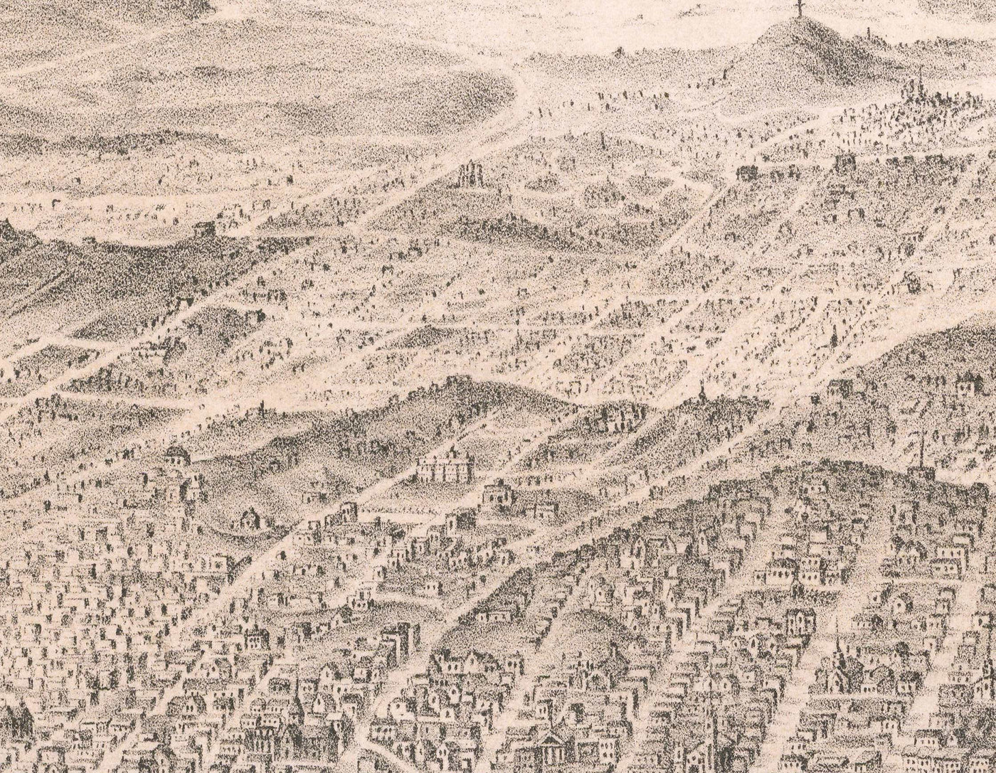 Old Birds Eye Map of San Francisco in 1868 - Bay Area, Golden Gate, Gold Rush, Nob Hill, North Beach