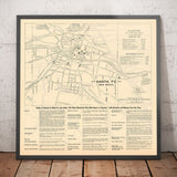 Old Street Map of Santa Fe, New Mexico, 1925 - Rare City Chart of State Capital