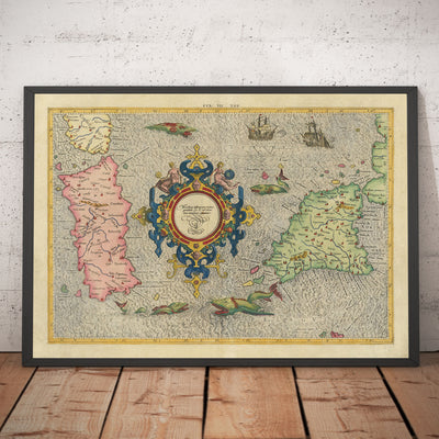 Alte Karte von Sardinien und Sizilien im Jahr 1584 von Gerard Mercator - Italien, Cagliari, Catania, Palermo, Sassari