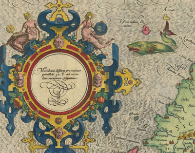 Ancienne carte de la Sardaigne et de la Sicile en 1584 par Gerard Mercator - Italie, Cagliari, Catane, Palerme, Sassari