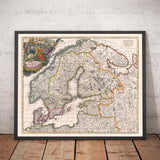 Alte Karte von Skandinavien, 1720 von Johann Baptist Homann - Nordisch, Baltisch, Dänemark, Schweden, Finnland, Russland, Estland, Lettland, Litauen 