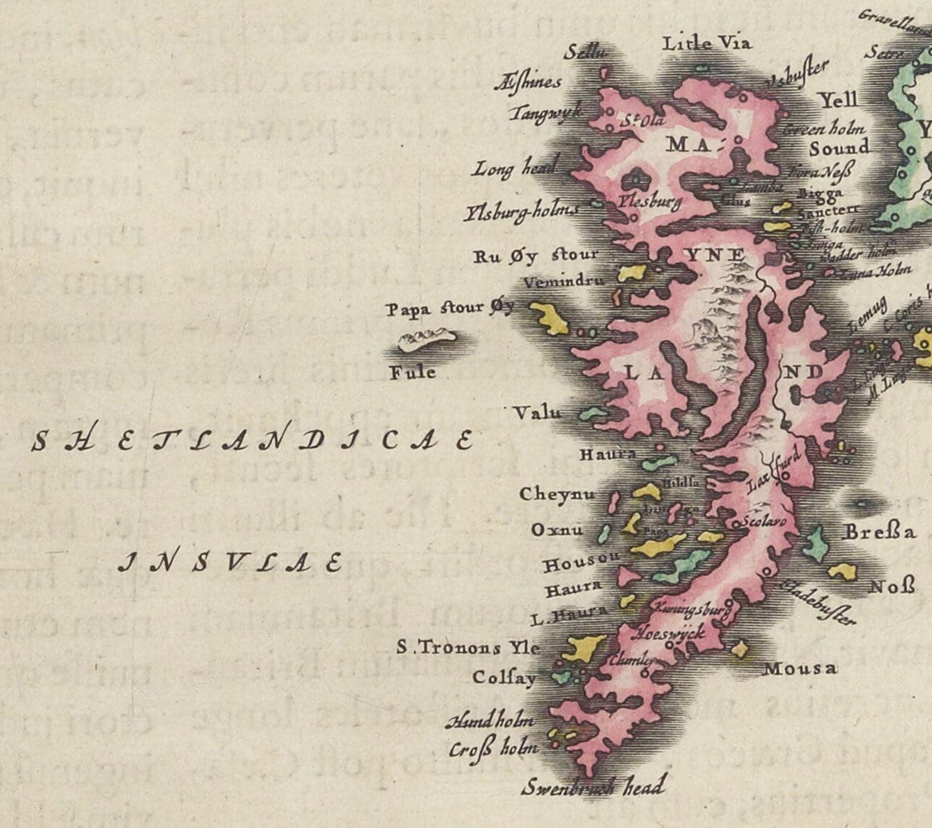 Alte Karte von Schottland, den Shetlandinseln und Orkney im Jahr 1654 von Joan Blaeu aus dem Theatrum Orbis Terrarum Sive Atlas Novus