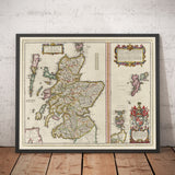 Alte Karte von Schottland, Shetlandinseln und Orkney im Jahr 1654 von Joan Blaeu aus dem Theatrum Orbis Terrarum Sive Atlas Novus 