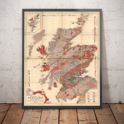 Mapa de la geología de Escocia - Mapa antiguo de Escocia por A. Geikie, 1876