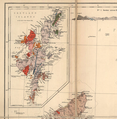 Scotland Geology Map - Alte Karte von Schottland von A. Geikie, 1876