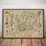Alte Karte von Schottland im Jahr 1611 von John Speed - Orkney, Shetland, Highlands, Skye, Loch Ness 