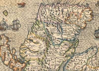 Viejo Mapa de Escocia en 1611 por John Speed ​​- Orkney, Shetland, Highlands, Skye, Loch Ness