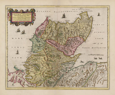 Ancienne carte des Highlands d'Écosse, 1665 par Blaeu - Caithness, Sutherland, Ross, Nairn, Inverness, Moray