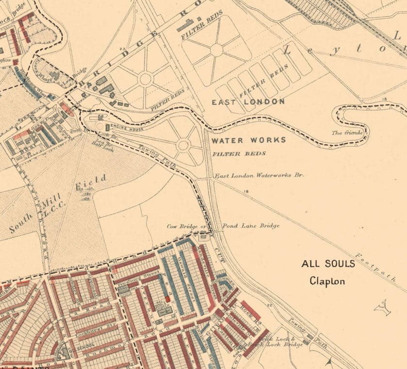Karte der Londoner Armut 1898-9, nordöstlicher Bezirk, von Charles Booth - Hackney, London Fields, Clapton, Marshes - E5, E8, E9, E3, N16
