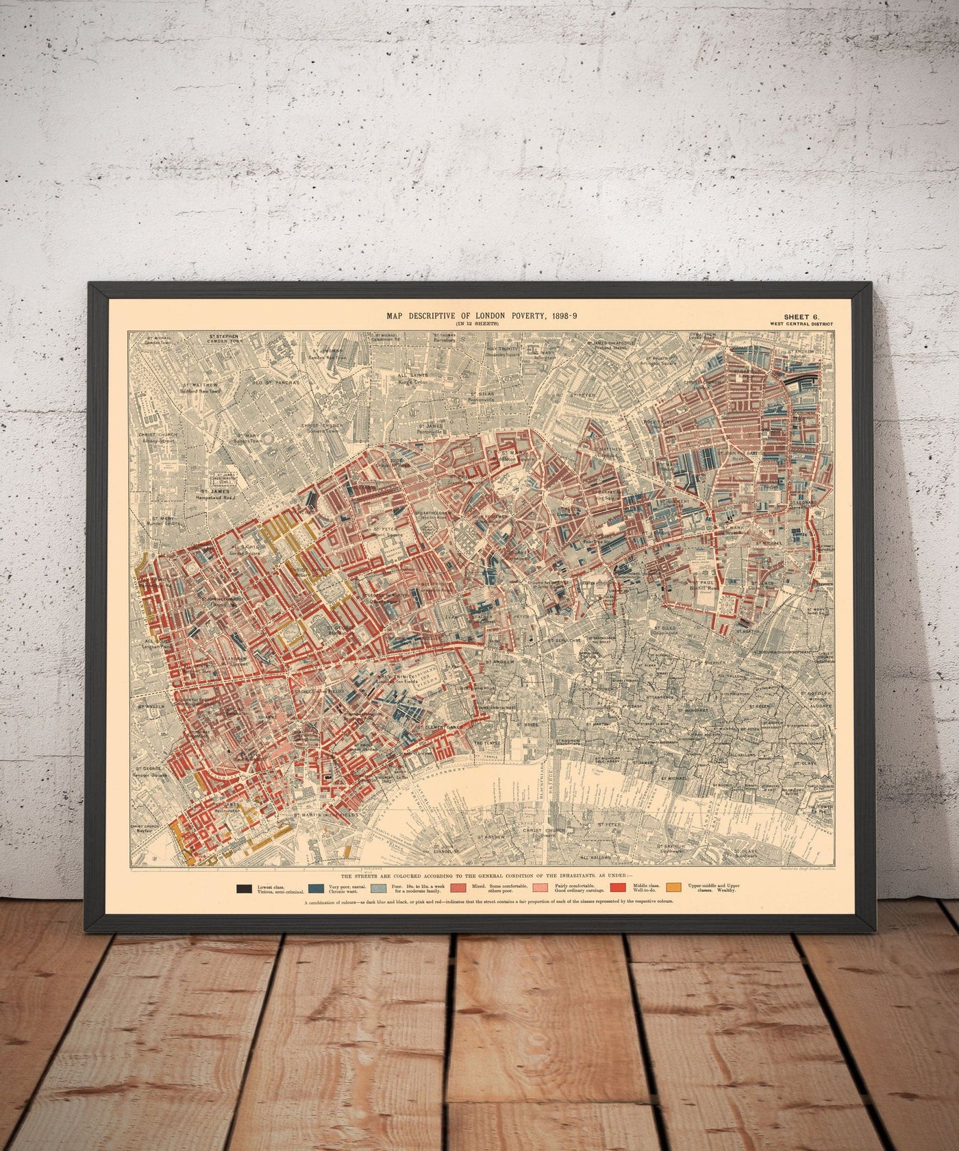 Wc1 Postcode Map Map of London Poverty 1898-9, West Central District, by Charles Booth ...