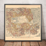 Carte de la pauvreté de Londres 1898-9, Inner Western District, par Charles Booth - Westminster, Hyde Park, Kensington, Mayfair - W1, W2, W11, W8, SW7, SW3, SW1