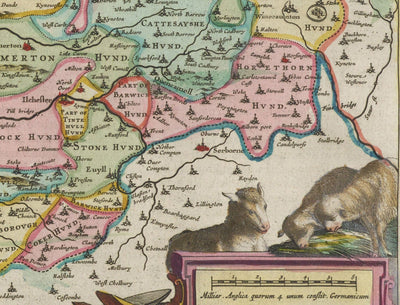 Alte Karte von Somerset im Jahre 1611 von Joan Blaeu - Bad, Bristol, Portishead, Weston-Super-Mare, Taunton, Yeovil