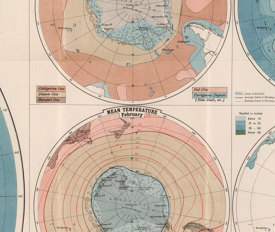 Alte Antarktis-Forschungs-Karte, 1894 - Geographie-Atlas und Entdeckerkarten des Südpols 