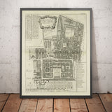 Ancienne carte de la paroisse de St James, 1720 par Strype et Stow - Londres, Piccadilly, St James's Square, Pall Mall, Westminster
