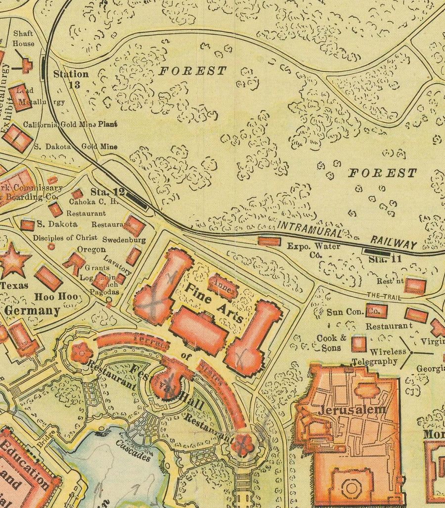 Mappa antica di St Louis, Missouri, 1904 - Fiera Mondiale, Esposizione dell&