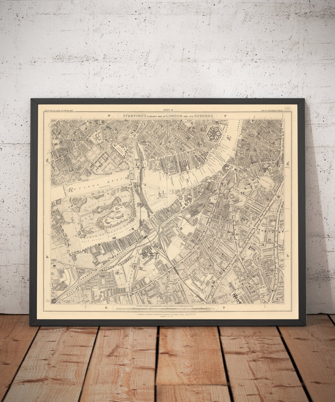 Ancienne carte de South London en 1862 par Edward Stanford - Battersea, Chelsea, Ovale, Stockwell, Wandsworth - SW3, SW1, SE11, SW8, SW11, SW9, SW4