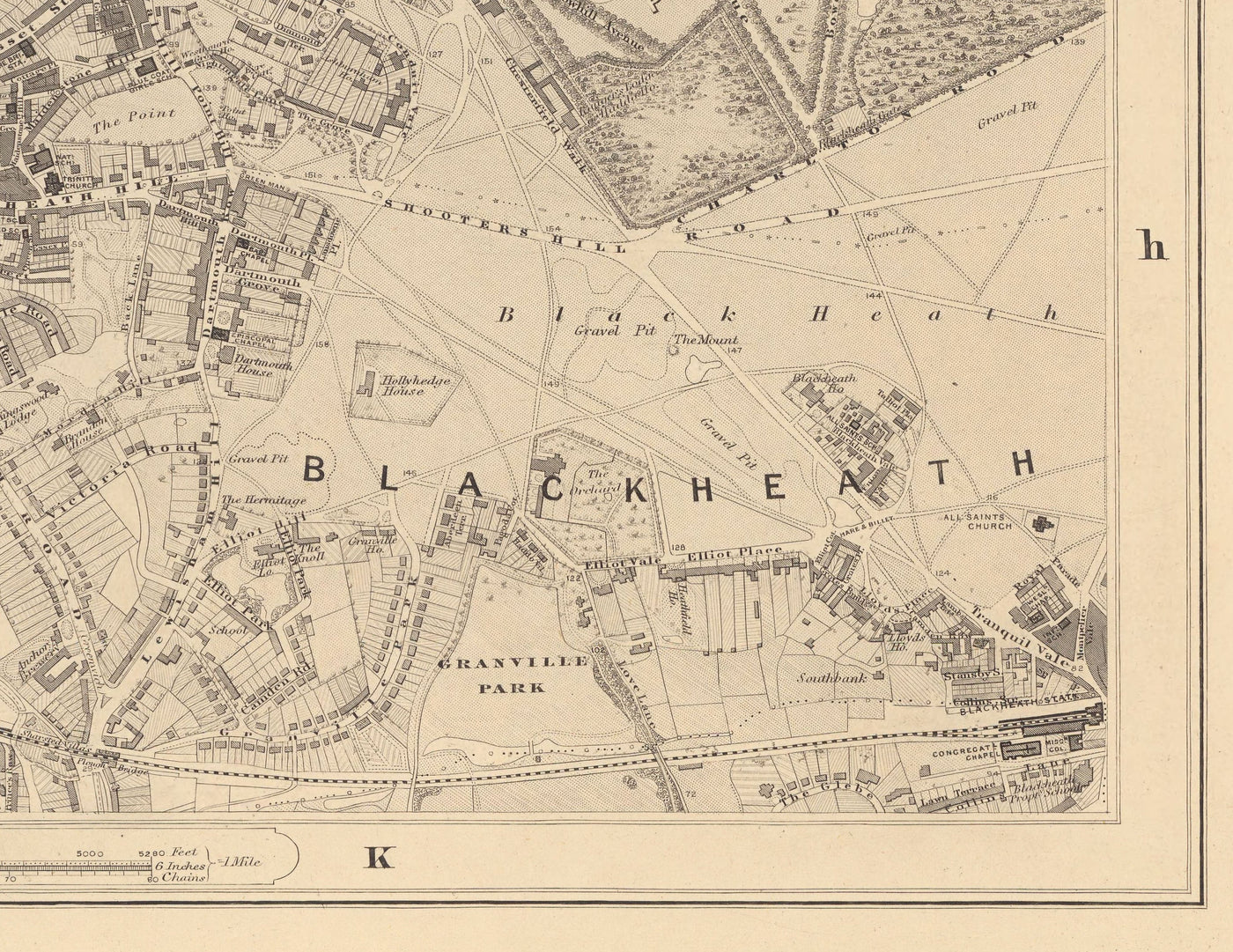 Mapa antiguo de South Londres en 1862 de Edward Stanford - Greenwich, Deptford, New Cross, Blackheath - SE8, SE14, SE10, SE4, SE13
