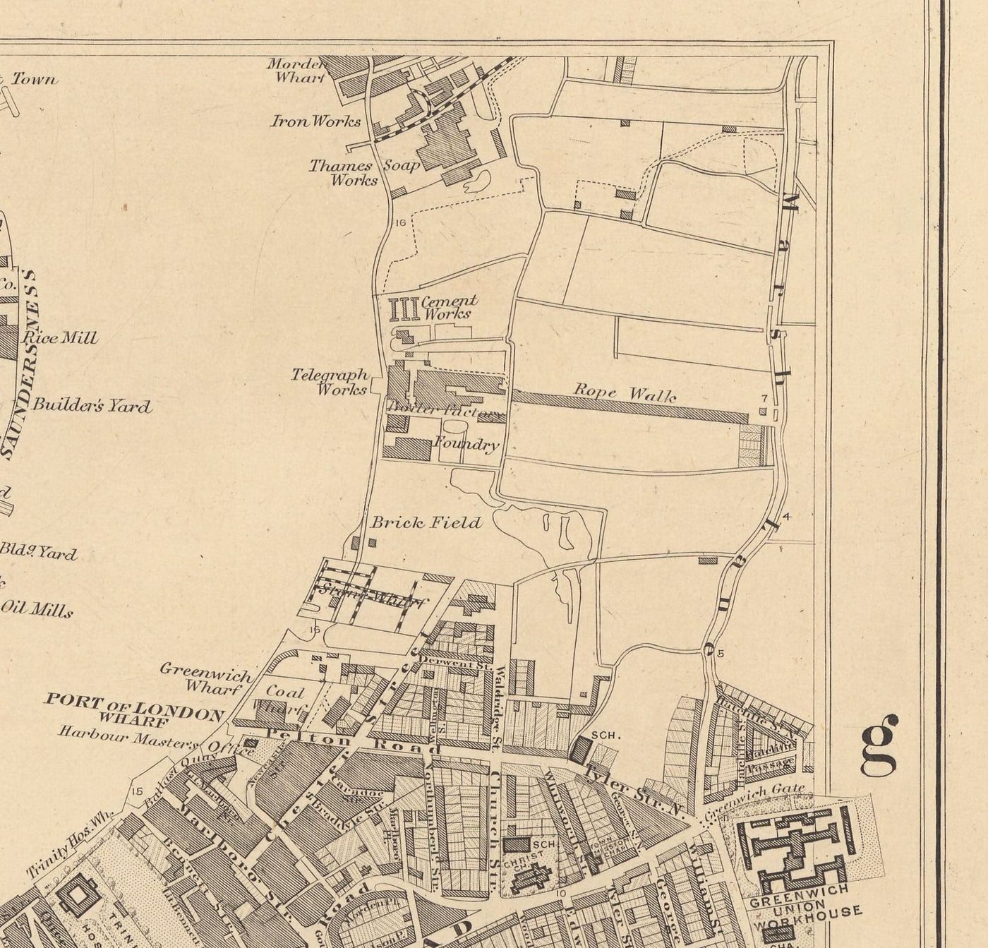 Old Map of South London in 1862 by Edward Stanford - Greenwich, Deptford, New Cross, Blackheath - SE8, SE14, SE10, SE4, SE13