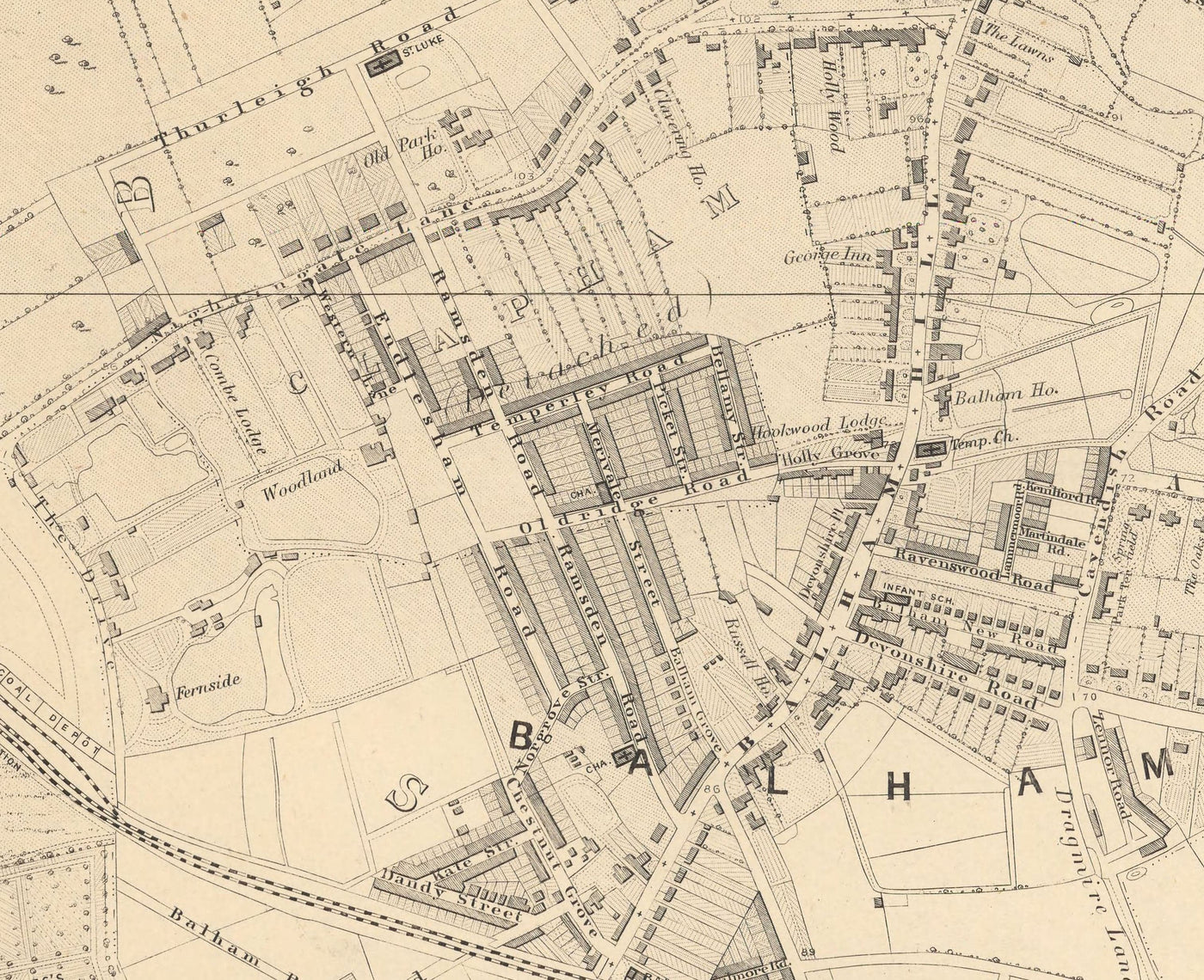 Alte Karte von South London 1862 von Edward Stanford - Clapham, Balham, Brixton, Tooting - SW2, SW4, SW12, SW17, SW11