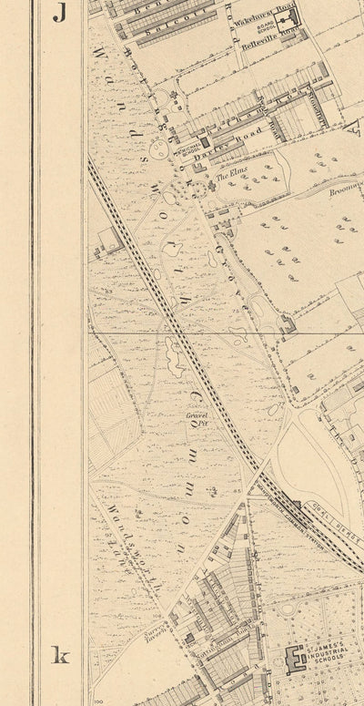 Old Map of South London en 1862 por Edward Stanford-Clapham, Balham, Brixton, Tooting-SW2, SW4, SW12, SW17, SW11