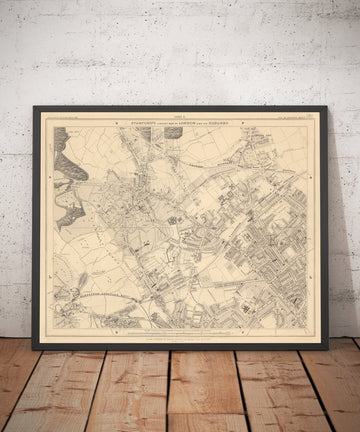 Old Map of North London in 1862 by Edward Stanford - Highgate, Hampstead Heath, Holloway, Crouch End - N6, N8, N19, N7, NW3, NW5