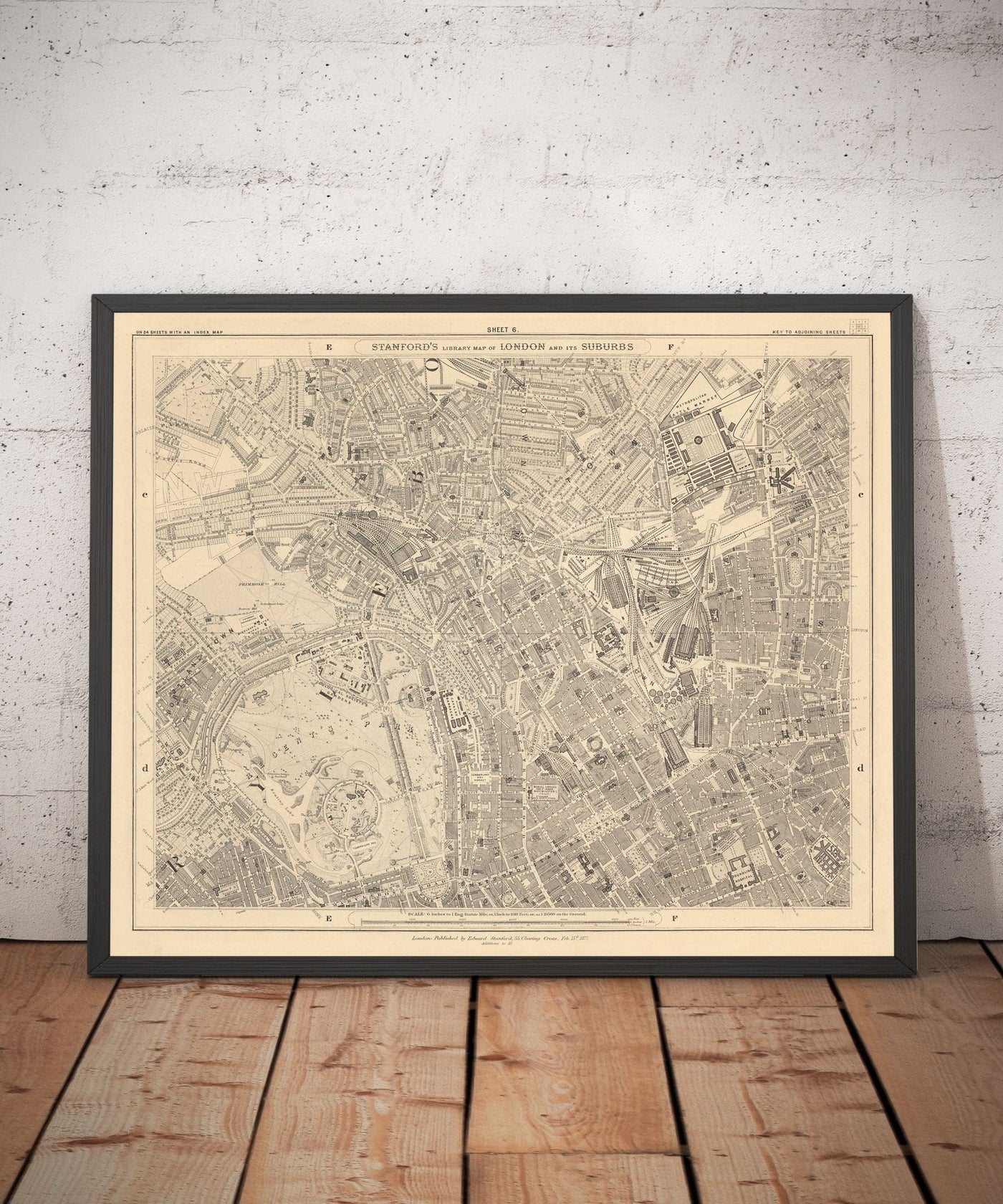 Mapa antiguo de North London en 1862 de Edward Stanford - Camden, Regents Park, Ciudad de Kentish, Kings Cross - NW1, N1C, N7, NW5, NW3, NW8