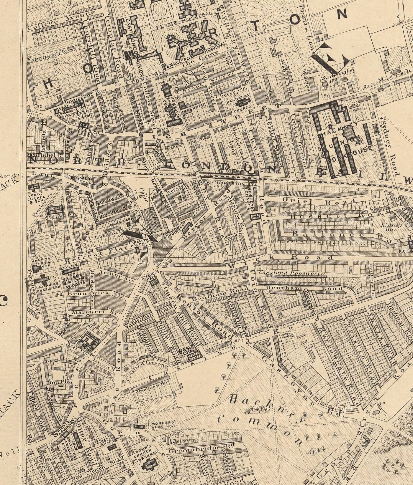 Old Map of East London in 1862 by Edward Stanford - Victoria Park, Hac ...