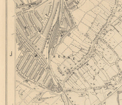 Old Map of South London in 1862 by Edward Stanford - Dulwich, Peckham Rye, Herne Hill, Forest Hill - SE24, SE22, SE21, SE23