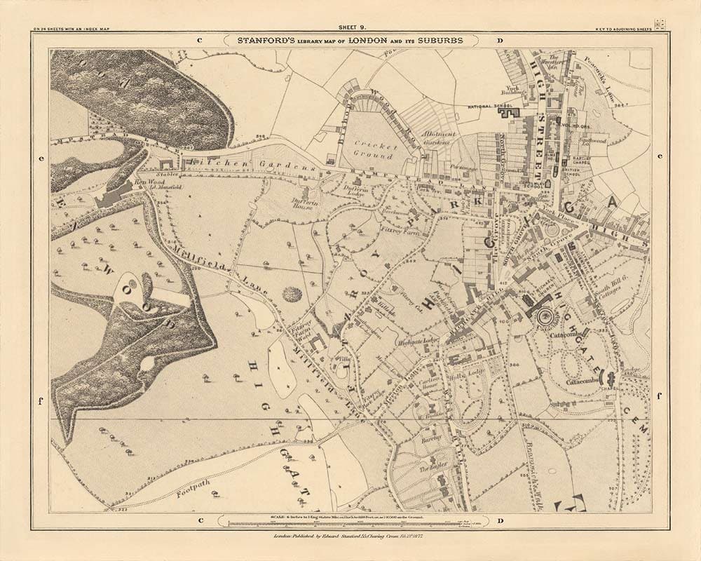 Mapa personalizado de Londres por Edward Stanford, 1862 - Diseño y haga su propio mapa viejo