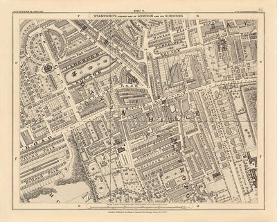 Mapa personalizado de Londres por Edward Stanford, 1862 - Diseño y haga su propio mapa viejo