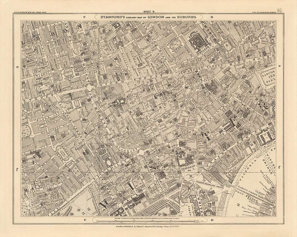 Benutzerdefinierte Karte von London von Edward Stanford, 1862 - Design & Gestalten Sie Ihre eigene alte Karte