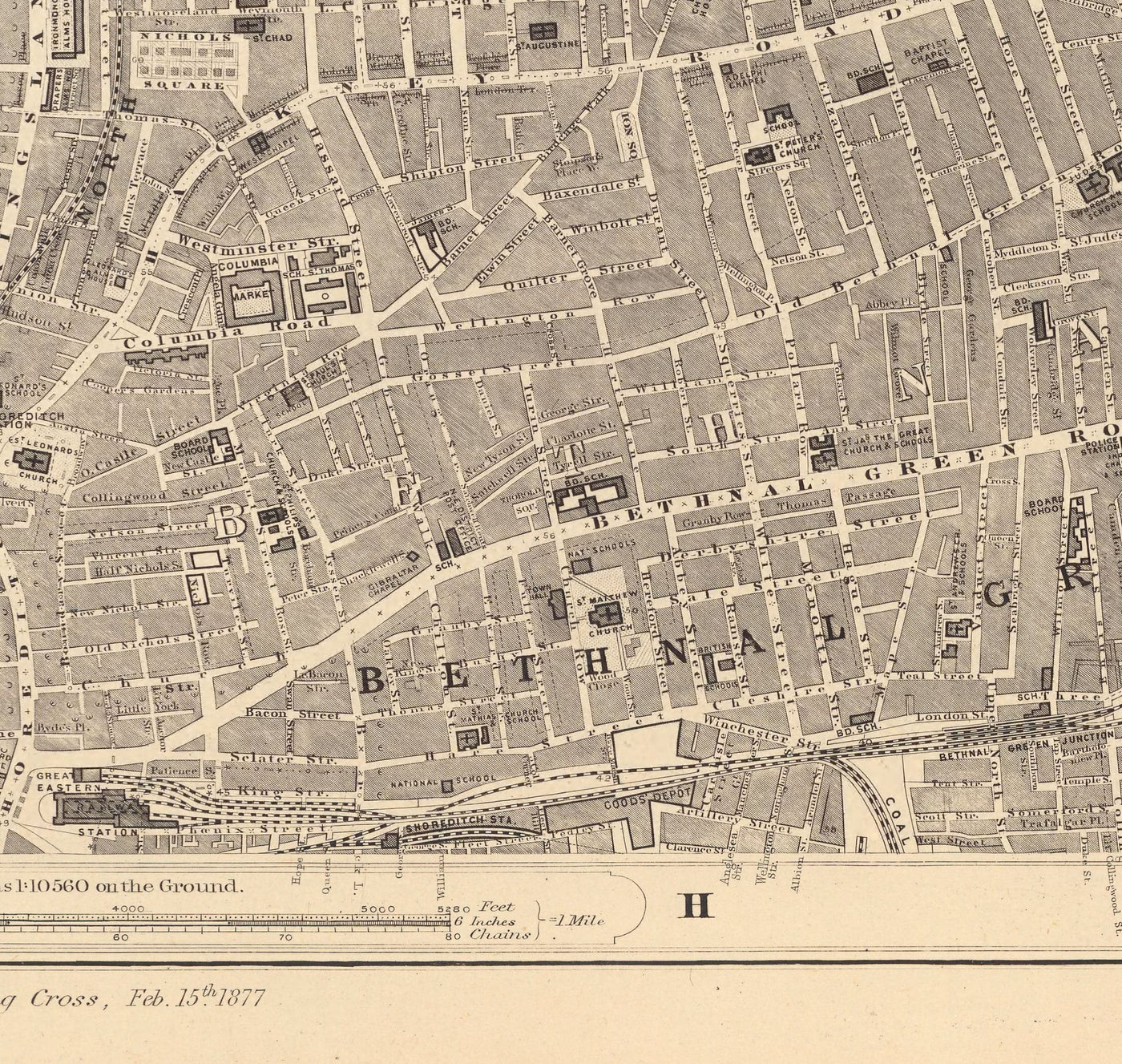 Mapa antiguo de Londres en 1862 por Edward Stanford - Hoxton, Hagston, Dalston, Hackney, Bethnal Green - N1, N5, E8, E2, EC1