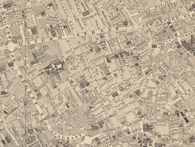 Ancienne carte du centre de Londres par Edward Stanford, 1862 - Mayfair, Street Oxford, Westminster, Knightsbridge, Waterloo - W1, WC1, WC2, SW1, W2