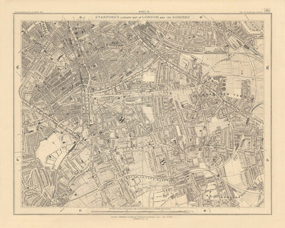 Ancienne carte de South London par Edward Stanford, 1862 - Camberwell, Peckham, Walworth, Nunhead, Old Kent Road - SE5, SE17, SE15, SE1, SE16
