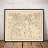 Mapa antiguo del sur de Londres por Edward Stanford, 1862 - Wandsworth, Wimbledon, Putney, Earlsfield, River Wandle - SW15, SW18, SW19