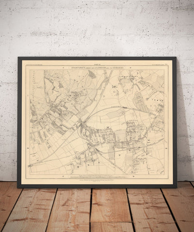 Mapa antiguo de South West London, 1862 de Edward Stanford - Wimbledon, Merton, SummedStown - SW19, SW17, SW20
