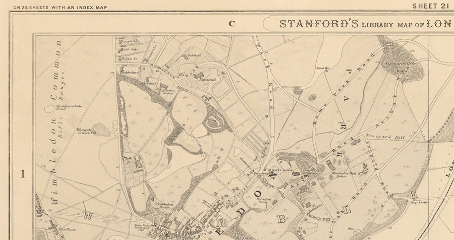 Mappa Antica del Sud Ovest di Londra, 1862 di Edward Stanford - Wimbledon, Merton, Summerstown - SW19, SW17, SW20 
