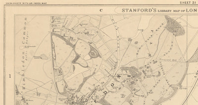 Alte Karte von Südwesten London, 1862 von Edward Stanford - Wimbledon, Merton, Sommerstücken - SW19, SW17, SW20