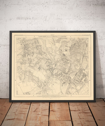 Carte ancienne de Sud-Est London, 1862 par Edward Stanford - Norwood, Palais Crystal, Penge, Sydenham - S27, SE19, SE20, S26