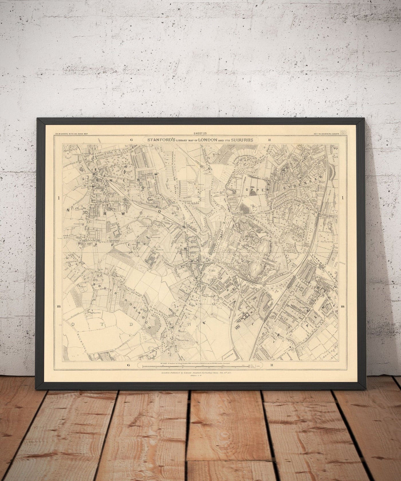 Alte Karte von Südosten London, 1862 von Edward Stanford - Norwood, Kristallpalast, Kempel, Sydenham - SE27, SE19, SE20, SE26