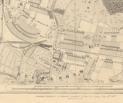 Alte Karte von Südosten London, 1862 von Edward Stanford - Bromley, Beckenham, Sydenham, Southend, Downham - SE26, SE6, BR1, BR2