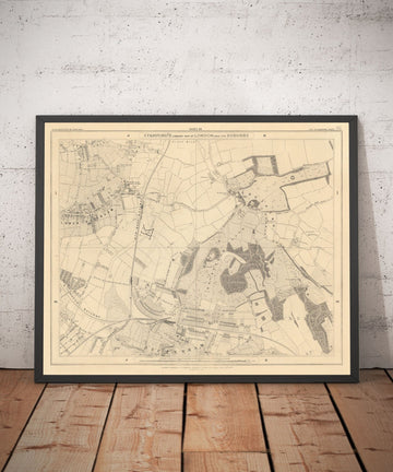 Viejo Mapa del Sureste de Londres, 1862 de Edward Stanford - Bromley, Beckenham, Sydenham, Southend, Downham - SE26, SE6, BR1, BR2