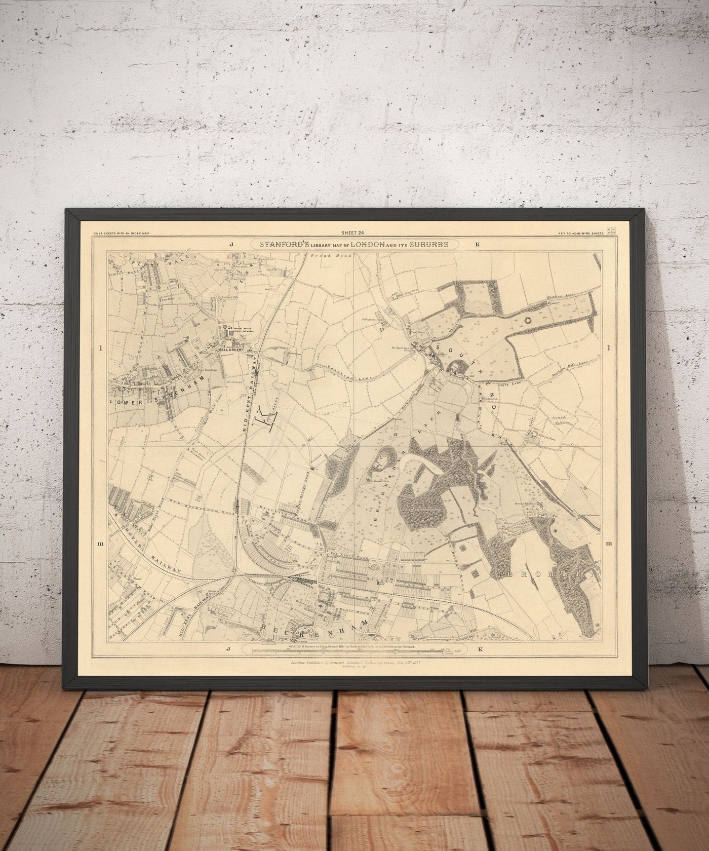 Ancienne carte du sud-est de London, 1862 par Edward Stanford - Bromley, Beckenham, Sydenham, Southend, Downham - SE26, SE6, BR1, BR2