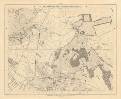 Viejo Mapa del Sureste de Londres, 1862 de Edward Stanford - Bromley, Beckenham, Sydenham, Southend, Downham - SE26, SE6, BR1, BR2