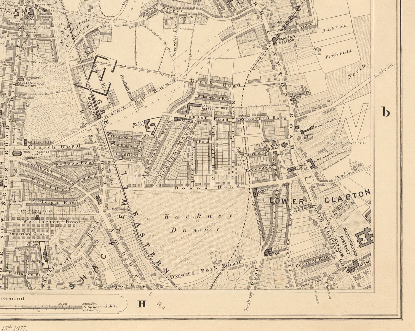 Mapa antiguo de North London, 1862 de Edward Stanford - FinSbury Park, Hackney Downs, Stoke Newington, Clapton - N4, N5, N15, N16, E5