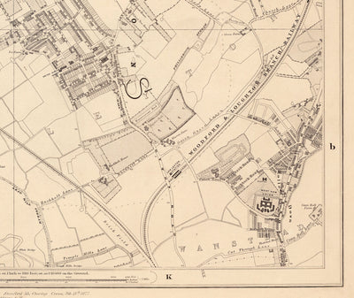 Ancienne carte du Nord-Est de Londres, 1862 par Edward Stanford - Walthamstow, Leyton, Wanstead, Leytonstone, Lea - E5, E10, E11, E17