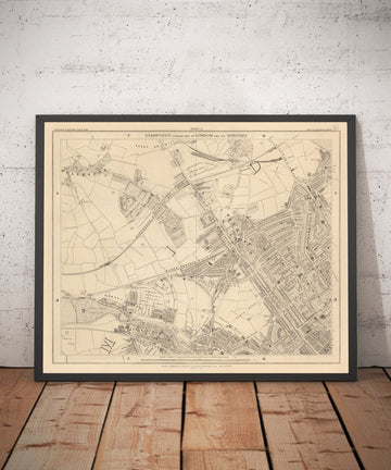 Old Map of West London, 1862 by Edward Stanford - St Johns Wood, Kilburn, Kensal Green, Finchley Rd, Willesden - NW1, N1C, N7, NW5, NW3, NW8