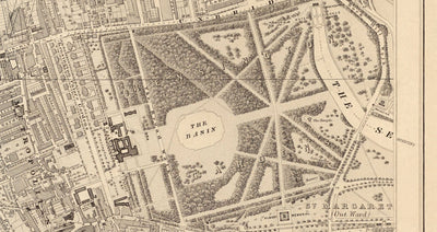 Viejo mapa de West London, 1862 de Edward Stanford - Notting Hill, Kensington, Portobello Road, Shepherds Bush, Bayswater - W11, W2, W8, SW7, W14, W6, W12, W10